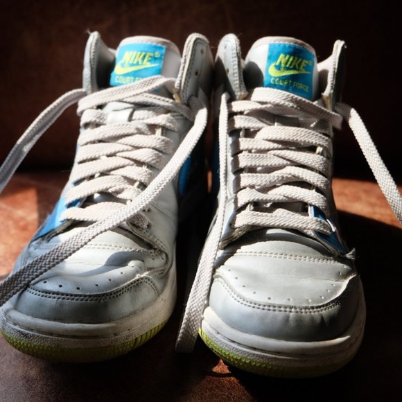 Vintage Silver Nike Court Force High Tops - Picture 1 of 7
